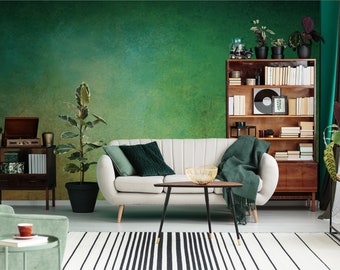 Green abstract mural, concrete wallpaper | Self Adhesive, Peel & Stick, Removable wallpaper, Green Wall Decor