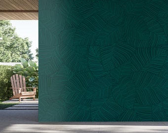 Tropische Blatttapete, grüne Wandkunst, Wandbild, abstraktes Muster [Peel and Stick (selbstklebend) oder traditionelle Vinyltapete]