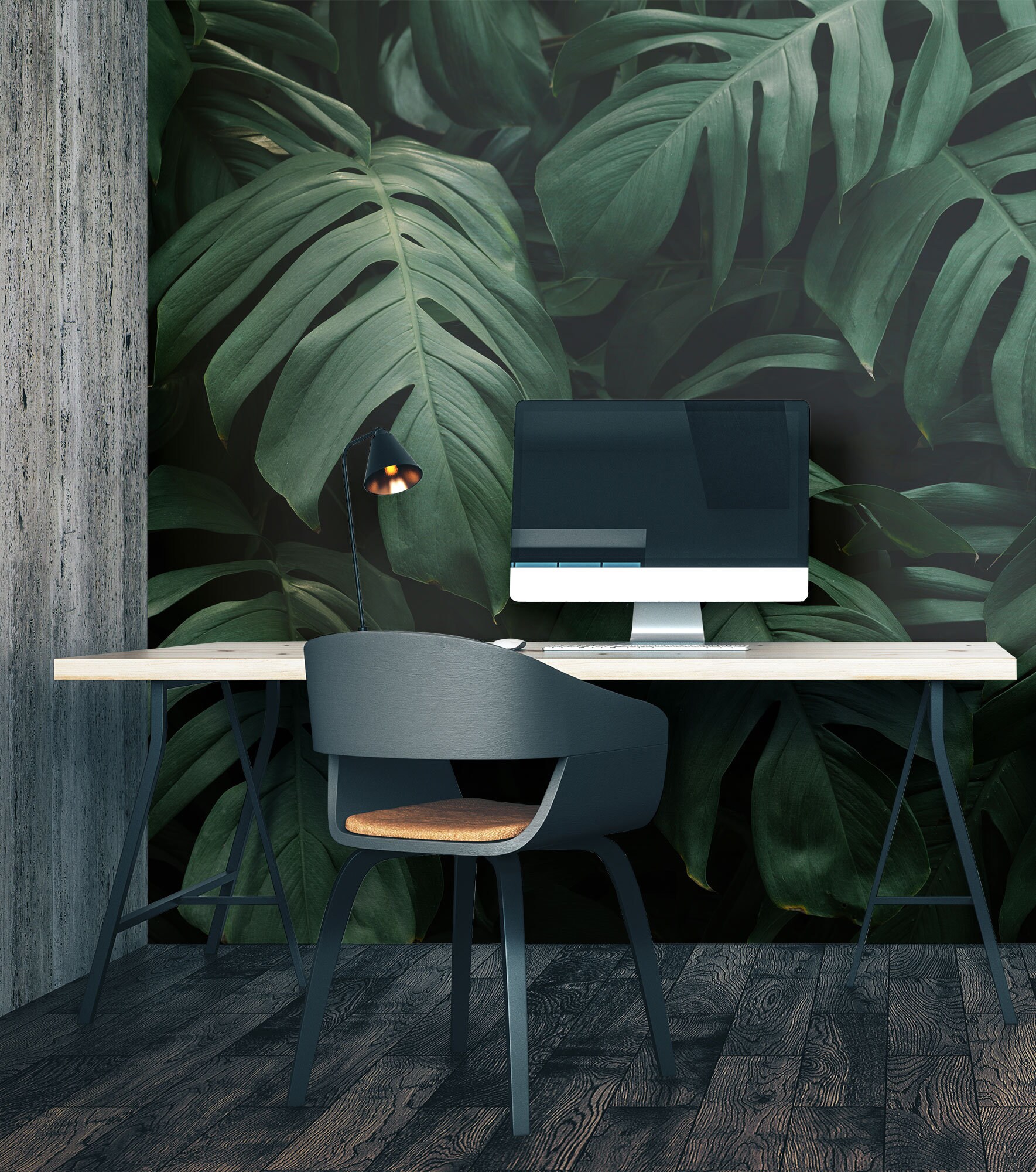 Dark Jungle Wallpaper, Tropical Leaves Wall Mural [peel and Stick (self ...