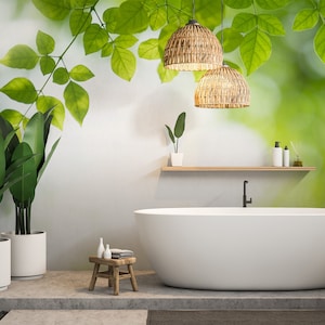 Carta da parati con foglie verdi naturali, piante, decorazione murale, autoadesiva, stacca e incolla, carta da parati rimovibile