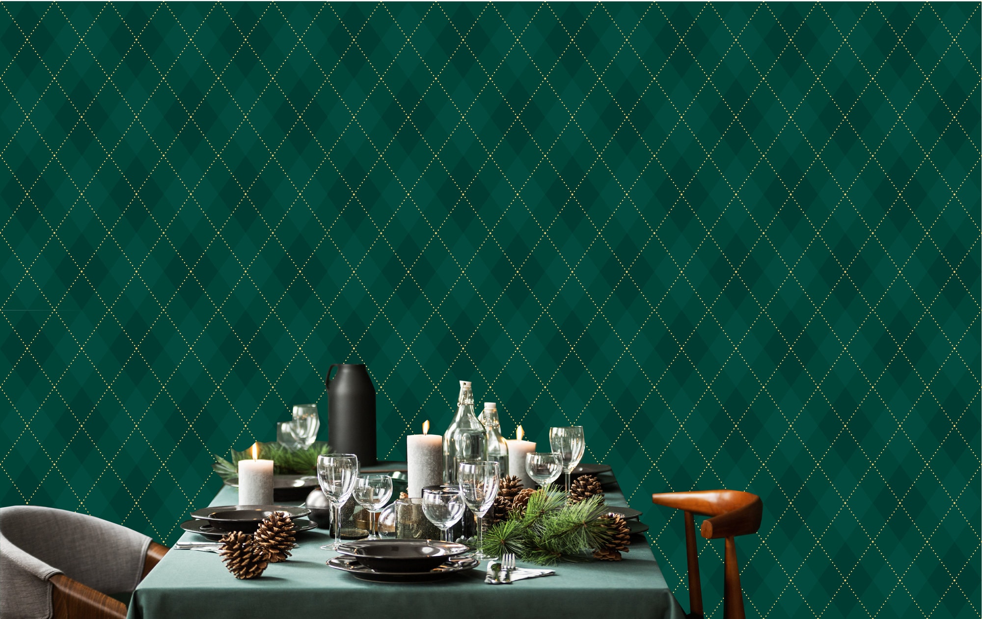 Green and Yellow Diamond Pattern Wallpaper Self Adhesive Etsy