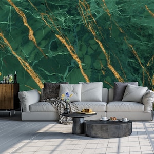 Green and yellow marble wallpaper with cracks | Self Adhesive, Peel & Stick, Removable wallpaper, Green Wall Decor