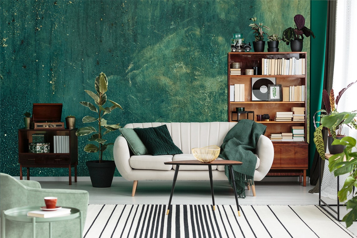 Abstract Green Wallpaper Self Adhesive Peel & Stick - Etsy