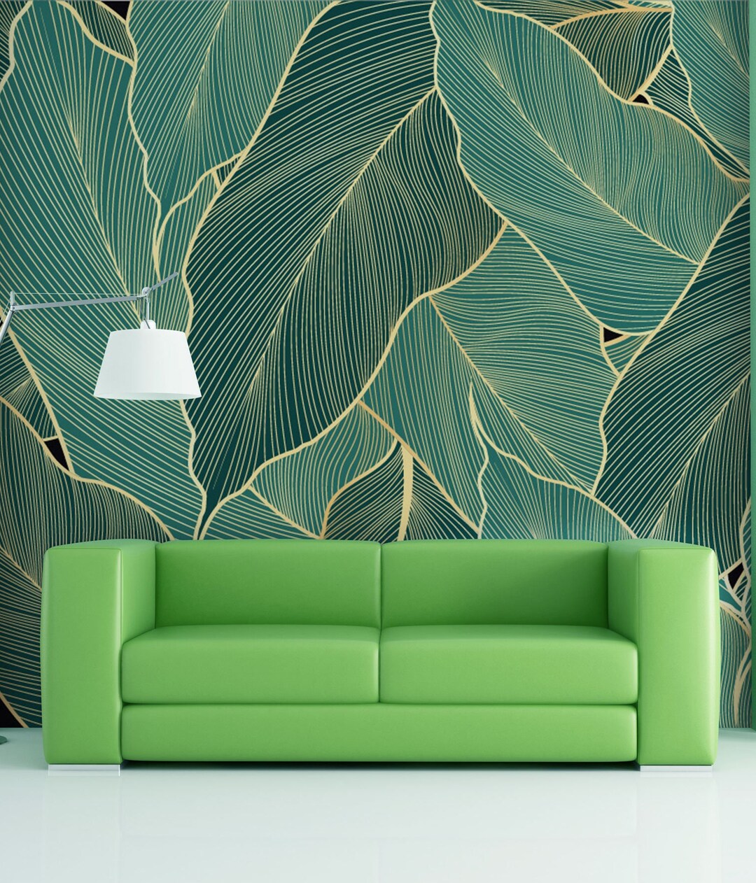Leaves Wallpaper, Botanical Wall Mural, Self Adhesive, Jungle Wallpaper