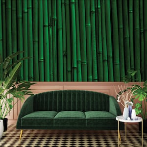 Green bamboo sticks wallpaper | Self Adhesive, Peel & Stick, Removable wallpaper, Green Wall Decor