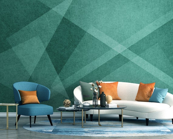 Abstract Geometric Green Wallpaper Wall Mural Self Adhesive - Etsy