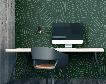 Luxury floral wallpaper with elegant leaves, art removable wallpaper [Peel and Stick (Self Adhesive) or Traditional Vinyl Wallpaper]