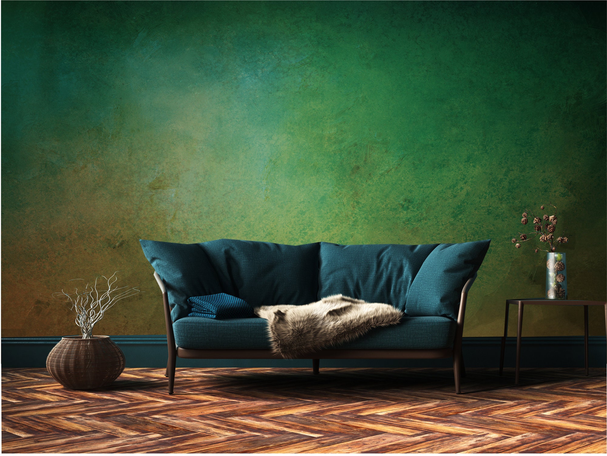 Green Abstract Mural, Concrete Wallpaper | Self Adhesive, Peel & Stick ...