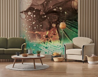 Abstract painting wallpaper mural, Watercolor wall art, Self Adhesive, Peel and Stick, Removable wall mural