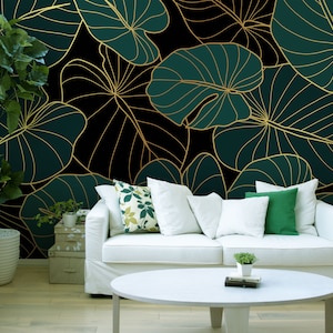 Pianta di filodendro con carta da parati a foglia di monstera, decorazione murale, autoadesiva, stacca e incolla, carta da parati rimovibile