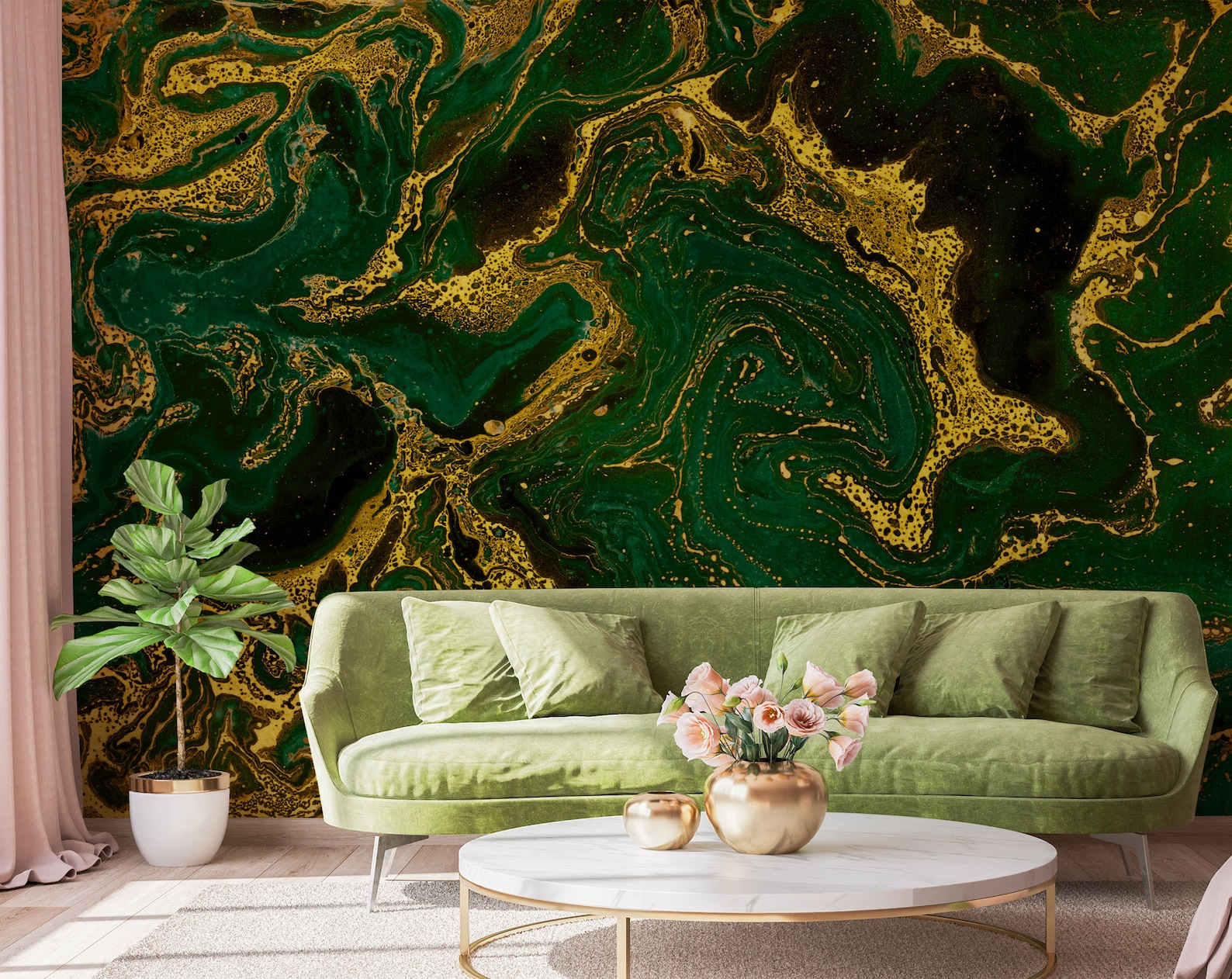 Abstract Green Marble Wallpaper Self Adhesive Peel & Stick Etsy