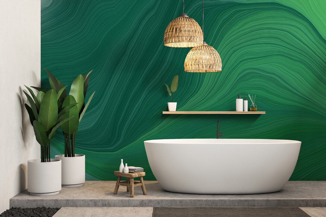 Green Abstract, Geometric Wallpaper, Abstract Wall Mural, Botanical ...