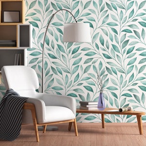 Aquarelltapete mit Ästen, Wandbild, selbstklebend, abziehen und aufkleben, abnehmbare Tapete