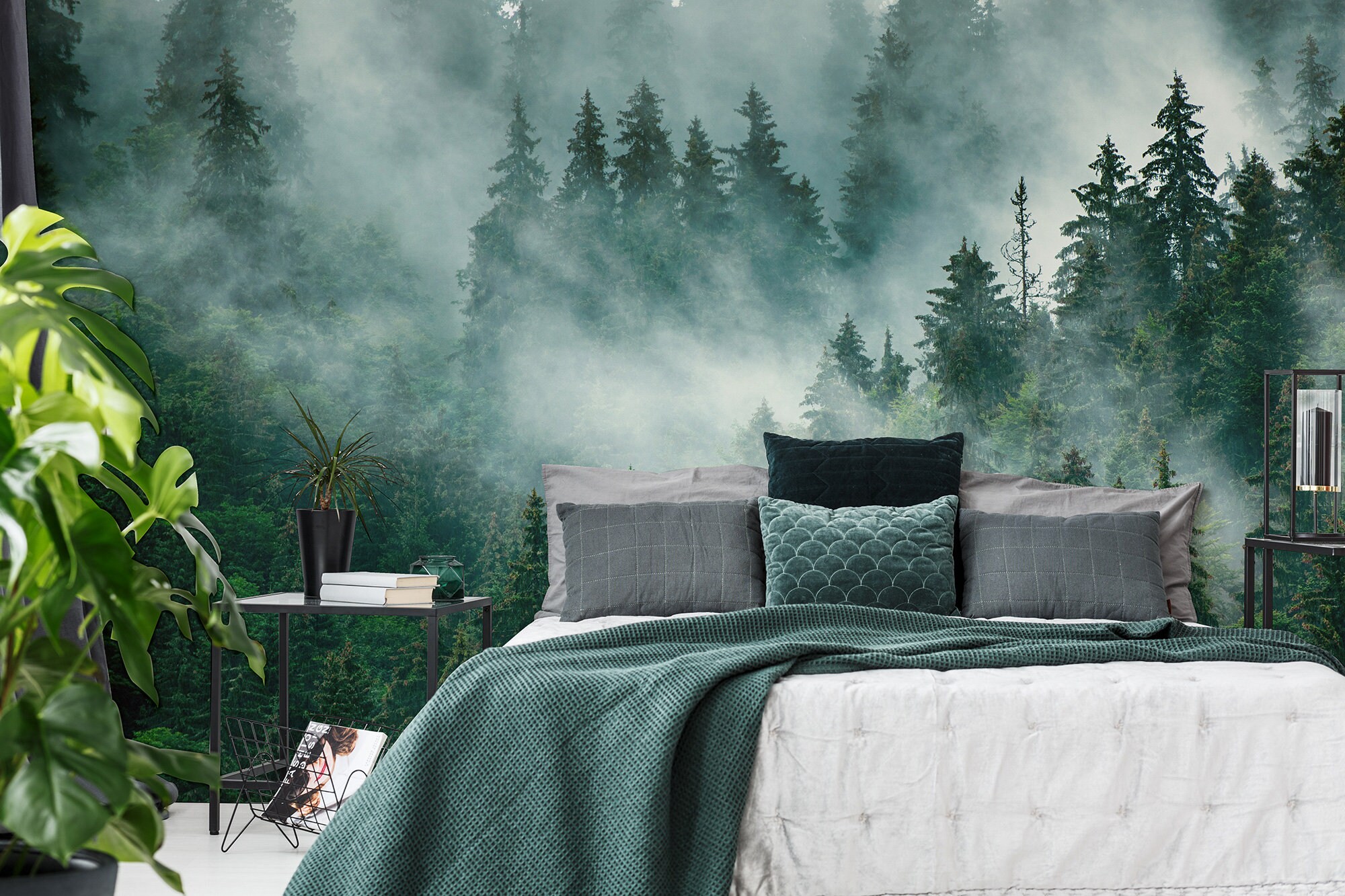 Misty Wallpaper Mountain Landscape Wall Mural Self - Etsy