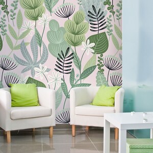 Botanisches Wandbild, Blätter-Tapete, selbstklebend, Dschungel-Tapete, tropisches Wandbild, Peel and Stick, abnehmbare Tapete