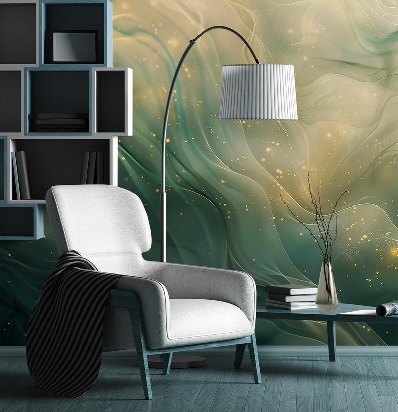 Buy Magical Green Wallpaper, Smoke Pattern, Abstract Wall Mural, Home