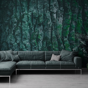 Green wood wallpaper, tree, Wall Mural, Self Adhesive, Peel & Stick, Removable wallpaper