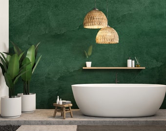 Dark green concrete wallpaper, minimalist pattern, Watercolor wall art, Self Adhesive, Peel and Stick, Removable wall mural