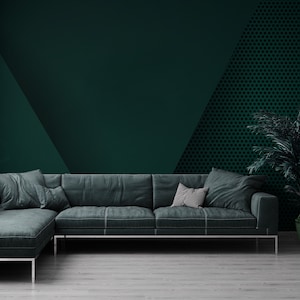 Abstract geometric green wallpaper, Wall Mural, Self Adhesive, Peel & Stick, Removable wallpaper