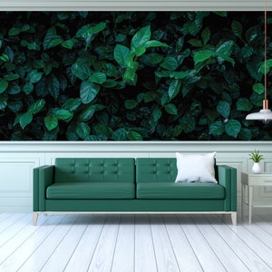 Abstract green leaf wallpaper, tropical leaf, Wall Mural, Self Adhesive, Peel & Stick, Removable wallpaper