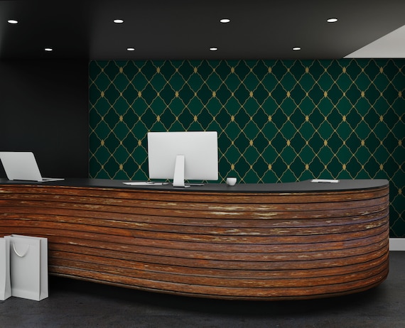Deep emerald pattern, premium royal wallpaper, birthday, traditional Christmas background | Self Adhesive, Peel & Stick, Removable wallpaper