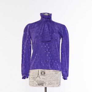 1980s Purple Button Down T-Shirt | Vintage Button Down T-Shirt | 1980s Purple Blouse | Size S/M