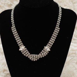 1950| 1960s Rhinestone Necklace | Vintage Choker Necklace | Multi-strand Necklace | Gift for Her