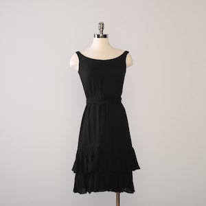 Vintage 1960s Little Black Dress | By Miss Elliette | Fully Lined | Matching Black Belt | 26 Inch Waist