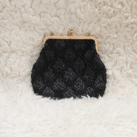 Vintage Beaded Purse | 1980s Black Purse | Black … - image 3