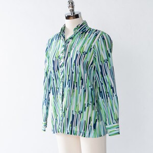 1970s Abstract Striped Blouse: Vintage Button-Down Shirt image 2