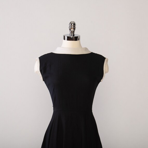 1960s Black and White Dress | Vintage Black Linen… - image 9