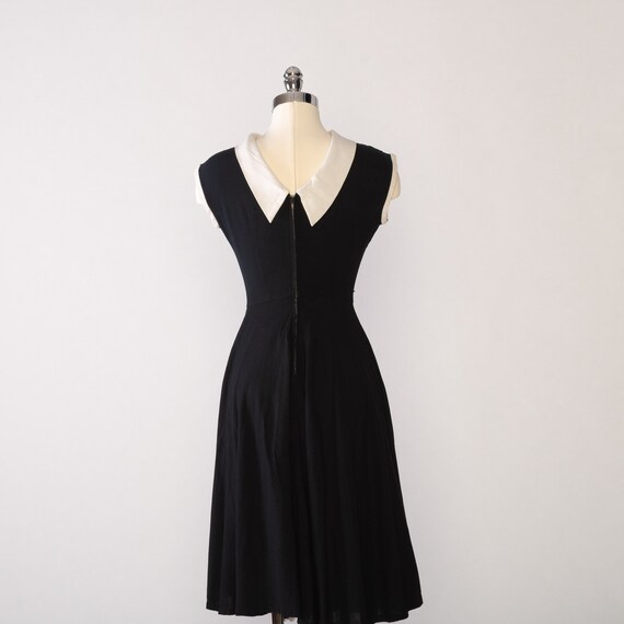 1960s Black and White Dress | Vintage Black Linen… - image 5