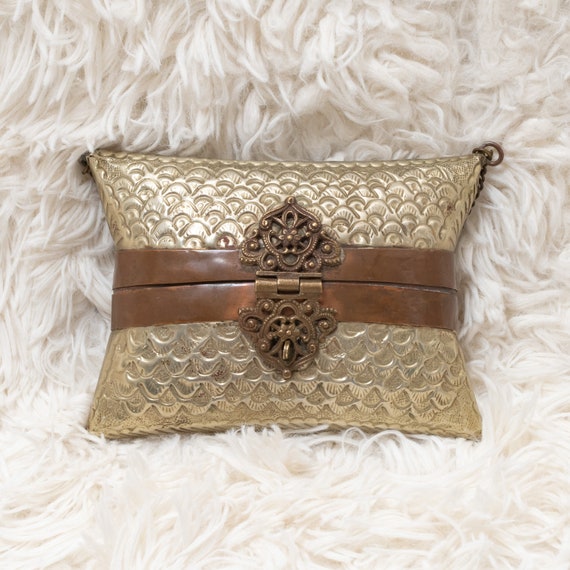 Vintage Copper and Brass Purse | 1970s Copper and… - image 1