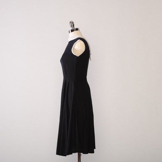 1960s Black and White Dress | Vintage Black Linen… - image 3