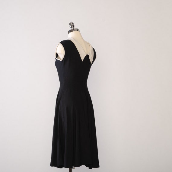 1960s Black and White Dress | Vintage Black Linen… - image 4