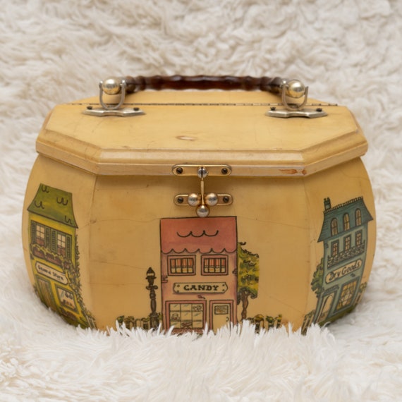 1960s Decoupage Purse | Vintage Wood Purse |  Vin… - image 1