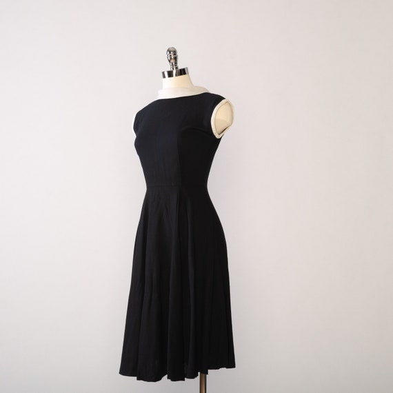 1960s Black and White Dress | Vintage Black Linen… - image 2