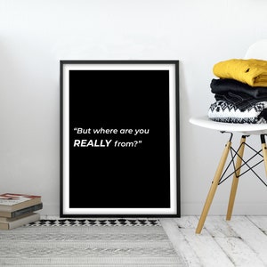 Waar kom je echt vandaan - Wall Art Prints, Quote Print, Minimalist Poster, Wanderlust, Travel Print, Cultural Print - Instant Download