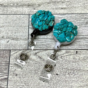 Turquoise Rock Badge Holder | Badge Reel | Nurse Badge Holder | Nurse Badge Reel