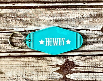 Howdy Western Vintage Motel Keychain | Western Keychain | Howdy | Howdy Keychain| Motel Keychain | Vintage Keychain