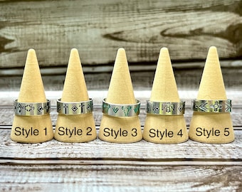 Western Design Adjustable Metal Stamped Rings | Western Rings | Metal Stamped Ring | Western Metal Stamped Ring | Stamped Ring