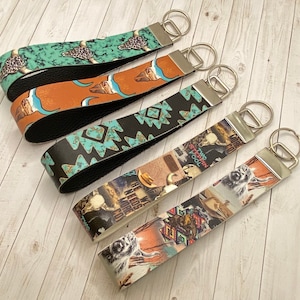 Western Faux Leather Wristlet Keychain | Keyfob | Keychain | Wrist Lanyard | Wrist Keyfob | Aztec | Southern