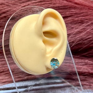 Oval Turquoise Stone with Gold Stud Earring | Turquoise Stud Earrings | Turquoise Earrings | Western Earrings | Western Jewelry
