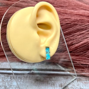 Rectangle Turquoise Stone with Gold Stud Earring | Turquoise Stud Earrings | Turquoise Earrings | Western Earrings | Western Jewelry