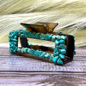 Large Turquoise Rock Hair Clip |Western Hair Clip | Western Hair Accessories | Turquoise Hair Clip