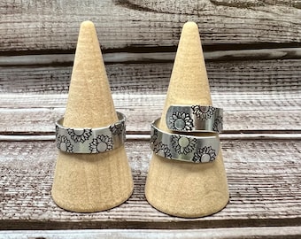 Sunflower Adjustable Metal Stamped Ring | Western Rings | Metal Stamped Ring | Western Metal Stamped Ring | Stamped Ring