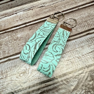Western Turquoise Genuine Leather Keychain | Keyfob | Keychain | Wrist Lanyard | Wrist Keyfob | Aztec | Southern