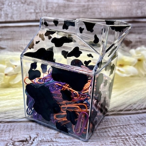 Cow Print Milk Plastic Carton | Stationary Container | Vase | Cow Print | Western Home Decor | Cow Print Decor