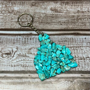 Turquoise Rock Cattle Tag Keychain | Turquoise Stone Keychain | Cattle Tag Keychain | Western Keychain | Cow Tag Keychain