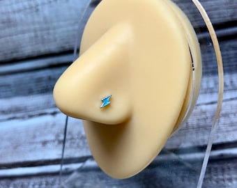 Anillo de nariz turquesa en forma de rayo / Anillo de nariz estilo western / Pendiente de nariz / Joyería western / Joyería corporal estilo western / Joyería con forma de rayo